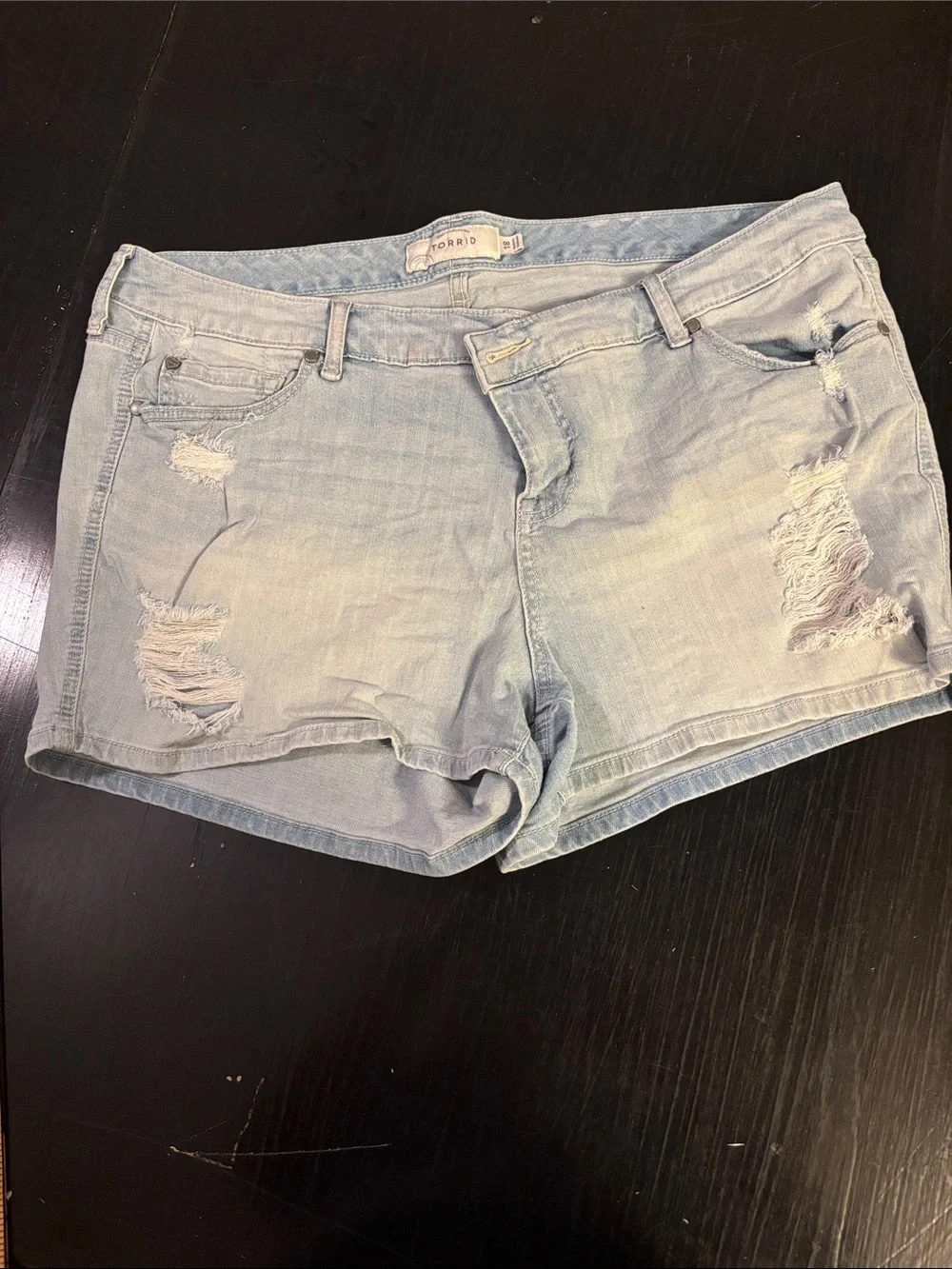 torrid Light Blue Distressed Denim Shorts